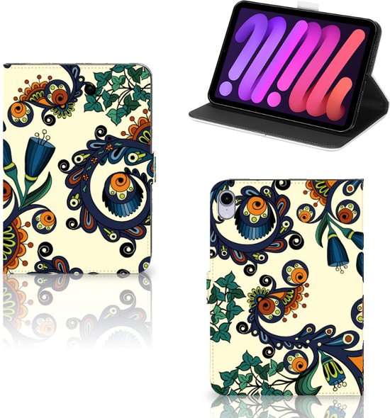 Book Case iPad Mini 6 (2021) Housse avec Support Fleur Baroque