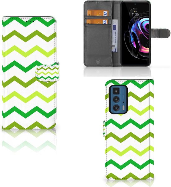 Étui pour téléphone Motorola Edge 20 Pro Étui à rabat Zigzag Vert