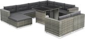 Decoways - 10-delige Loungeset met kussens poly rattan grijs