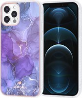 UNIQ Classic Case iPhone 12 - 12 Pro TPU Backcover hoesje - Marble Purple