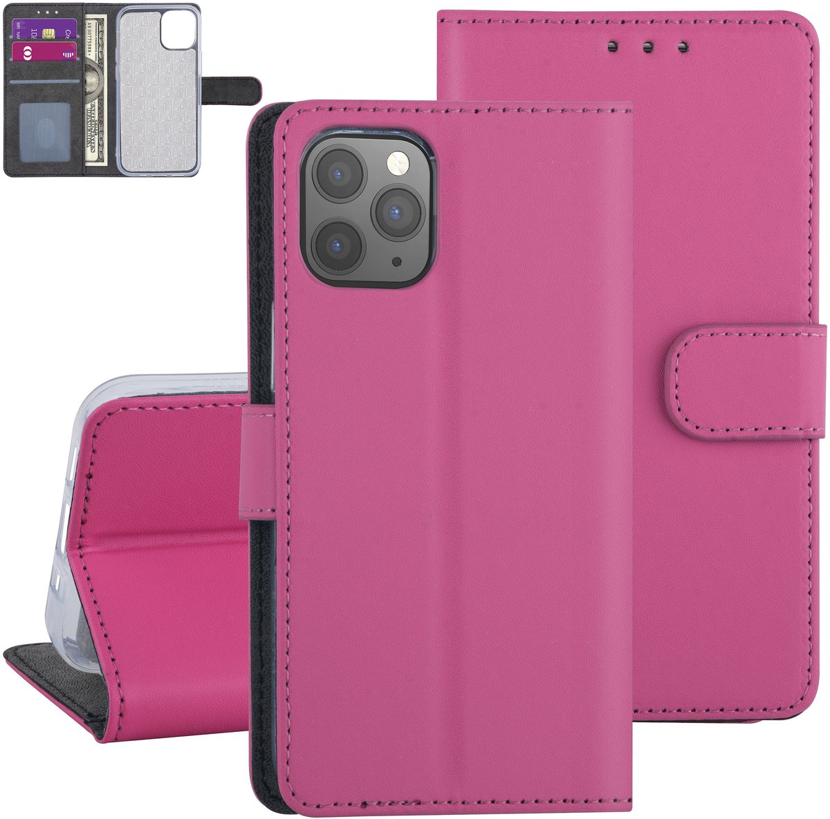 Hoesje voor iPhone 12 Mini - Felroze - Book Case - TPU