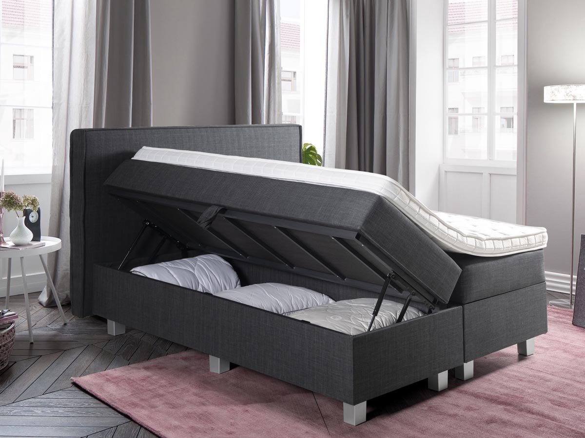 Boxspring bed opslag tweepersoons - antraciet - Slim Storage | bol.com
