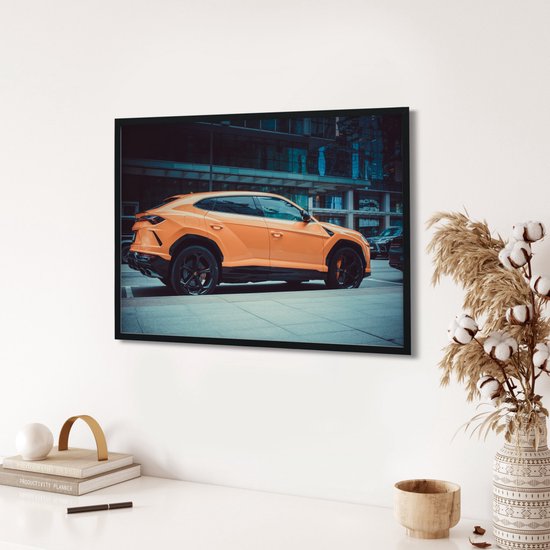 Akoestische panelen - Geluidsisolatie - Akoestische wandpanelen - Akoestisch schilderij AcousticPro® - paneel met Lamborghini Urus in Moskou, Rusland - Design 123 - Basic - 120x80 - zwart- Wanddecoratie - woonkamer - geluidsdemper - studio schuim