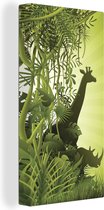Tableau sur toile Illustration verte de Afrique avec des animaux sauvages - 20x40 cm - Décoration murale