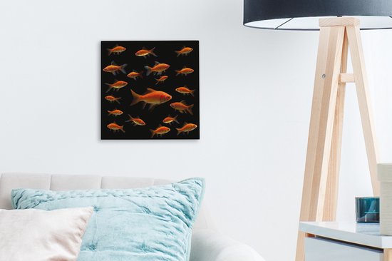 Poisson rouge sur toile fond noir 2cm 20x20 cm - petit - Tirage photo sur toile (Décoration murale salon / chambre)