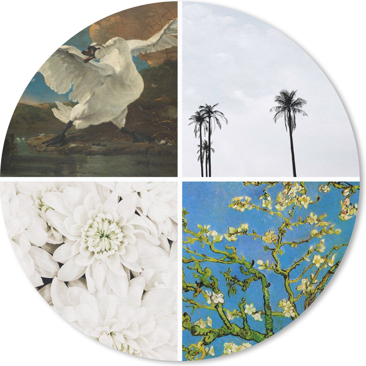 Muismat rond 20x20 cm - Mousepad Collage - Oude meesters - Schilderij - Ronde muismatten