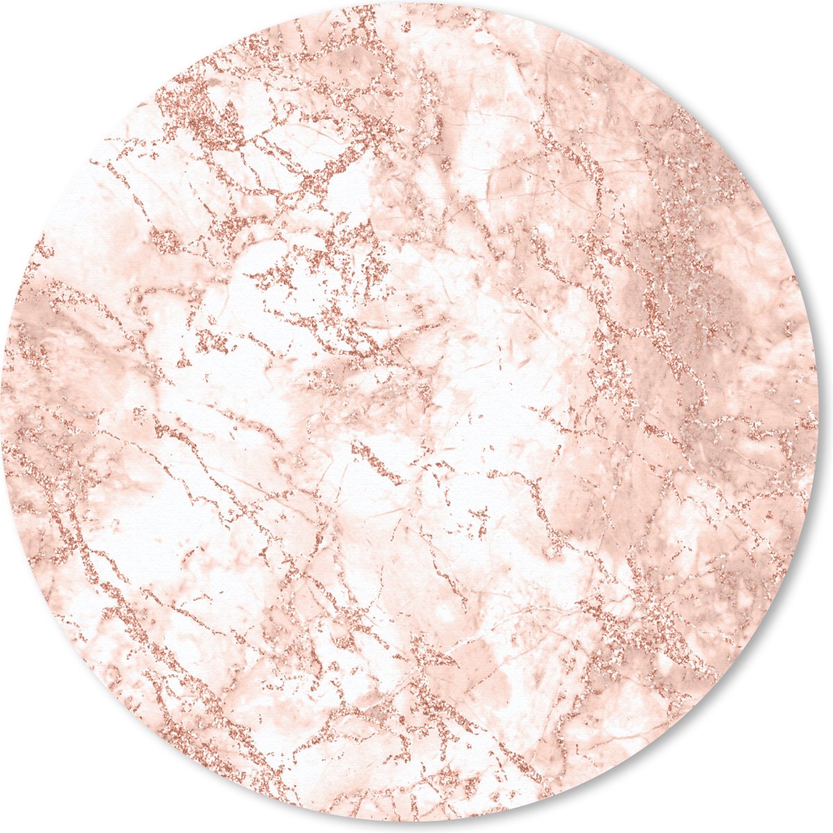 Muismat rond 20x20 cm - Mousepad Marmer - Wit - Roze - Ronde muismatten