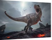 Dinosaurus T-Rex screamer volcano - Foto op Dibond - 60 x 40 cm