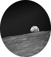 Moon with Earth over horizon (ruimtevaart) - Foto op Dibond - ⌀ 30 cm
