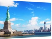 Panorama op het Vrijheidsbeeld en de skyline van New York - Foto op Dibond - 60 x 40 cm