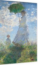 Vrouw met een parasol, Claude Monet - Foto op Dibond - 60 x 90 cm