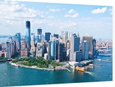 Wijdse luchtfoto van New York Financial District - Foto op Dibond - 60 x 40 cm