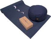 Starterspakket yogamat, meditatiekussen en blok - indigo moon