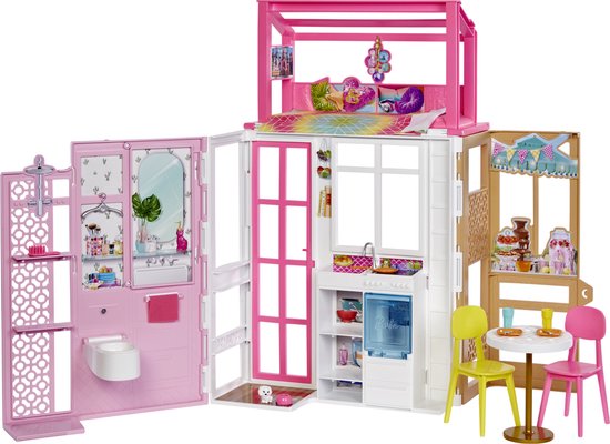 opzettelijk bedreiging dat is alles Barbie Poppenhuis - 2 verdiepingen met Meubels en Accessoires | bol.com
