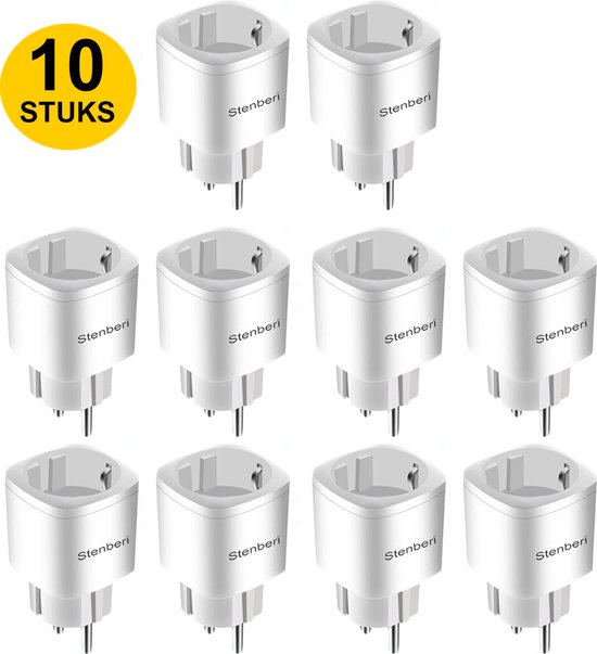 Stenberi Slimme Stekkers - 10 Stuks Per Set - Amazon Alexa - Google Home - IFTTT - Krachtige Verbinding -16A Energiemonitoring - Tijdschakelaar - Timerfunctie - Smart Plug - Stopcontacten Met Smart Life App Bediening