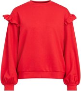 Vila Trui Visif Flounce L/s Sweat Top 14067685 Barbados Cherry Dames Maat - S
