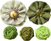 Creative elements fabric flowers rosetta x5 green