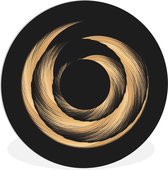 WallCircle - Wandcirkel ⌀ 90 - Goudgekleurde spiraal van penseelstreken - Ronde schilderijen woonkamer - Wandbord rond - Muurdecoratie cirkel - Kamer decoratie binnen - Wanddecoratie muurcirkel - Woonaccessoires