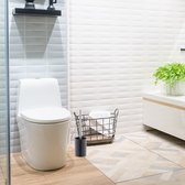 Relaxdays WC-borstel houder keramiek - wc garnituur - toilet accessoires - rond - zwart