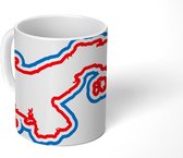 Mok - de kaart van Panama met rood blauwe lijnen - 350 ML - Beker