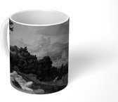 Mok - Landschap met Bathseba - Schilderij van Jan van Scorel - zwart wit - 350 ML - Beker