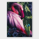 Poster Jungle Flamingo - Dibond - 70x100 cm - Meerdere Afmetingen & Prijzen | Wanddecoratie - Interieur - Art - Wonen - Schilderij - Kunst