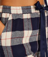 Hunkemöller Dames Nachtmode Pyjamabroek Twill Check Cuff  - Blauw - maat 2XS