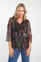 Cassis - Female - T-shirt met plooitjes en veelkleurige print  - Multicolor