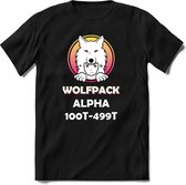 Wolfpack Alpha 100-499T T-Shirt | Saitama Inu Wolfpack Crypto Ethereum kleding Kado Heren / Dames | Perfect Cryptocurrency Munt Cadeau Shirt