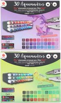 60 Aquamarkers | Waterverfstiften | Twinmarkers | Stapelbare boxen | Inkt op waterbasis | Aquarel | Hobby | Adult coloring | Kleuren | 2 Punten smal&dik | Diverse kleuren