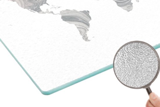 Planche à découper en Verres - 28x20 - Wereldkaart - Peinture - Grijs - Planches à découper en Glas