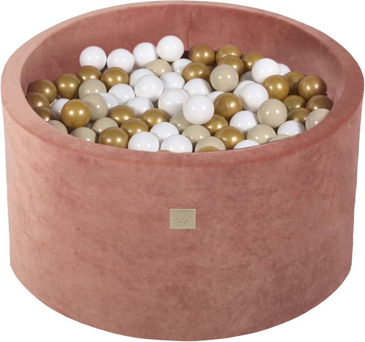 Ronde ballenbak met 200 ballen, 90x30cm - Fluweel Ecru - Kids Speelgoed