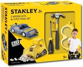 Stanley Gereedschapset voor Kinderen - met 2 DIY Voertuigen - Hamer, Schroevendraaier en Veiligheidsbril - Vanaf 5 Jaar - Hout