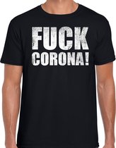 Fuck corona protest t-shirt zwart voor heren L