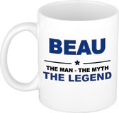 Naam cadeau Beau - The man, The myth the legend koffie mok / beker 300 ml - naam/namen mokken - Cadeau voor o.a verjaardag/ vaderdag/ pensioen/ geslaagd/ bedankt