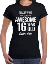 Awesome 16 year / 16 jaar cadeau t-shirt zwart dames XS