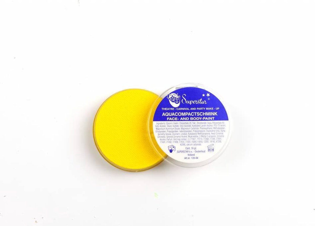 Superstar grimeer schmink - geel - 16 gram - carnaval/verkleed thema - kinderen/volwassenen — afbeelding 3