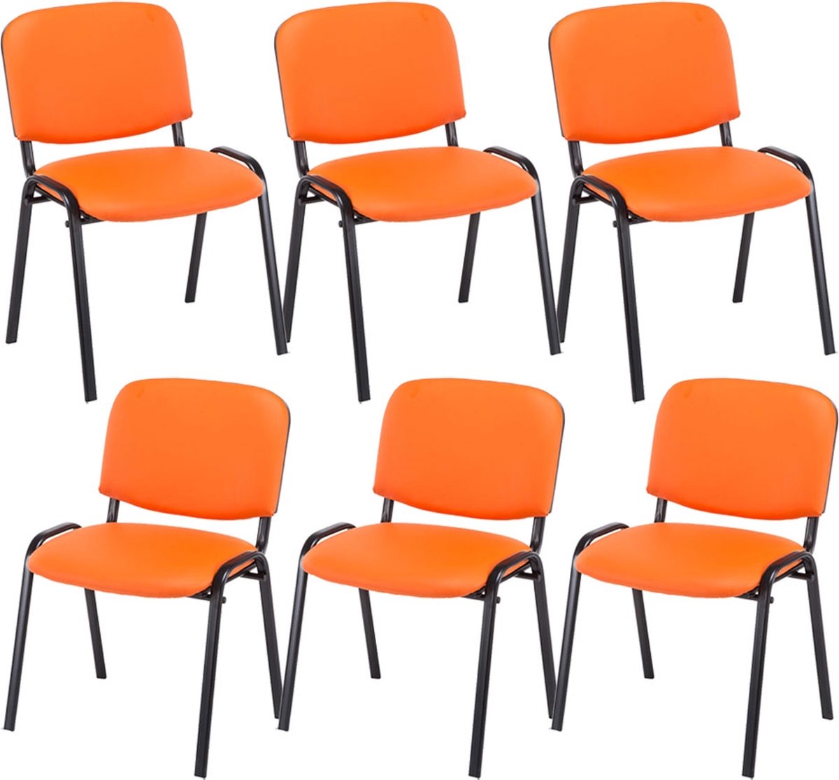 CLP Lot de 6 chaises Ken en Tissu I Chaise De Visiteur Rembourrée I Structure Et Piètement en Métal Orange 