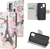 Samsung Galaxy M21 Book Case Hoesje Wallet met Print Eiffeltoren