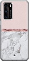 Huawei P40 hoesje siliconen - Rose all day | Huawei P40 case | Roze | TPU backcover transparant