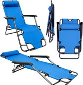 Chaise longue de camping ama-yu-85 bleu clair 153x60 cm