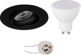 LED Spot Set - Pragmi Alpin Pro - GU10 Fitting - Inbouw Rond - Mat Zwart - 4W - Natuurlijk Wit 4200K - Kantelbaar Ø92mm - BSE