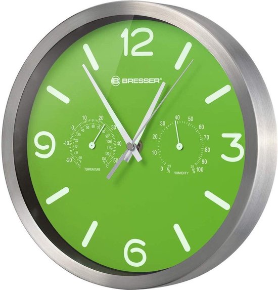 Horloge Murale Bresser Mytime 25 Cm Aluminium Vert