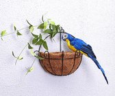 WiseGoods Handgemaakte Papegaai Met Veren - Nep Papegaai Ornament - Gazon Dieren Beeldje - Tuin Decoratie - 25cm - Blauw