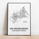 Sint Michielsgestel city poster, A3 zonder lijst, plattegrond poster, woonplaatsposter, woonposter