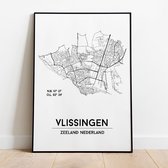 Vlissingen city poster, A4 zonder lijst, plattegrond poster, woonplaatsposter, woonposter