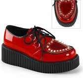 Creeper-108 with spikes heart detail patent red - (EU 36 = US 6) - Demonia