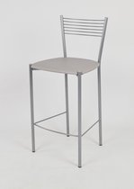 Tommychairs Elegance - Eetkamerstoelen - Set van 2 - Aluminium & Licht Grijs - Kunstleer