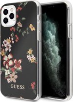 iPhone 11 Pro Backcase hoesje - Guess - Bloemen Zwart - TPU (Zacht)