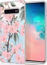 iMoshion Design voor de Samsung Galaxy S10 hoesje - Bloem - Roze / Groen